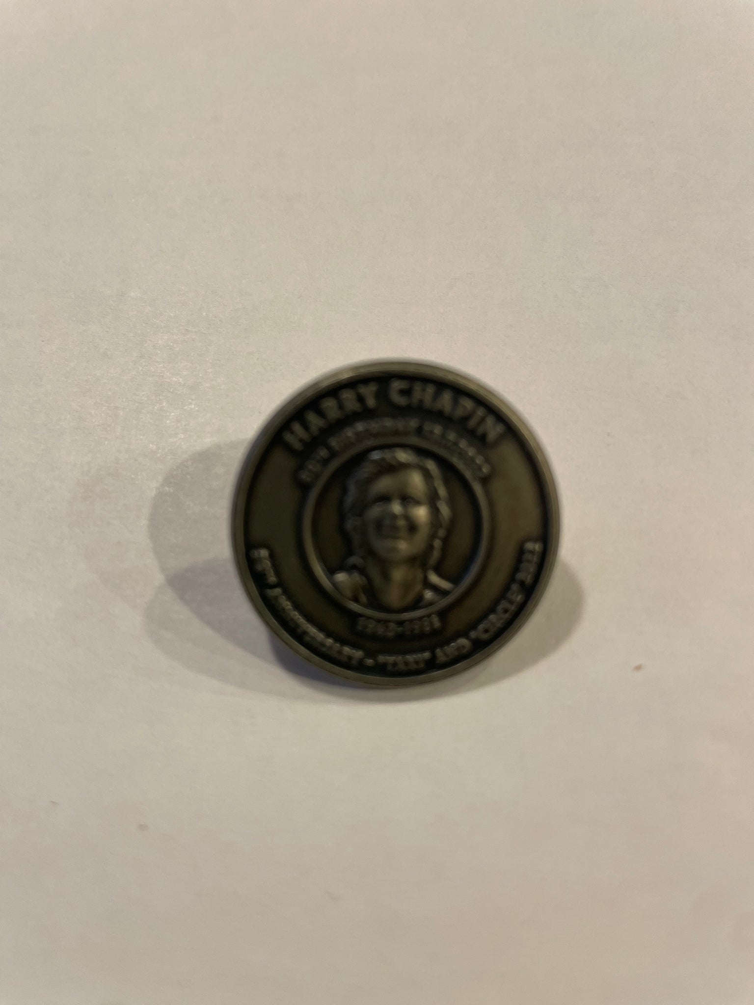 HARRY CHAPIN COMMERATIVE 80th BIRTHDAY BRASS PIN Harry Chapin Music Harry chapin commerative 80th birthday brass pin harry chapin music